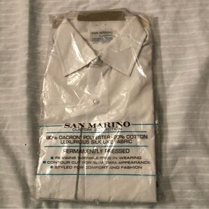 Vtg San Marino California Button Down Shirt Permanent Press White Size 15.5 RARE